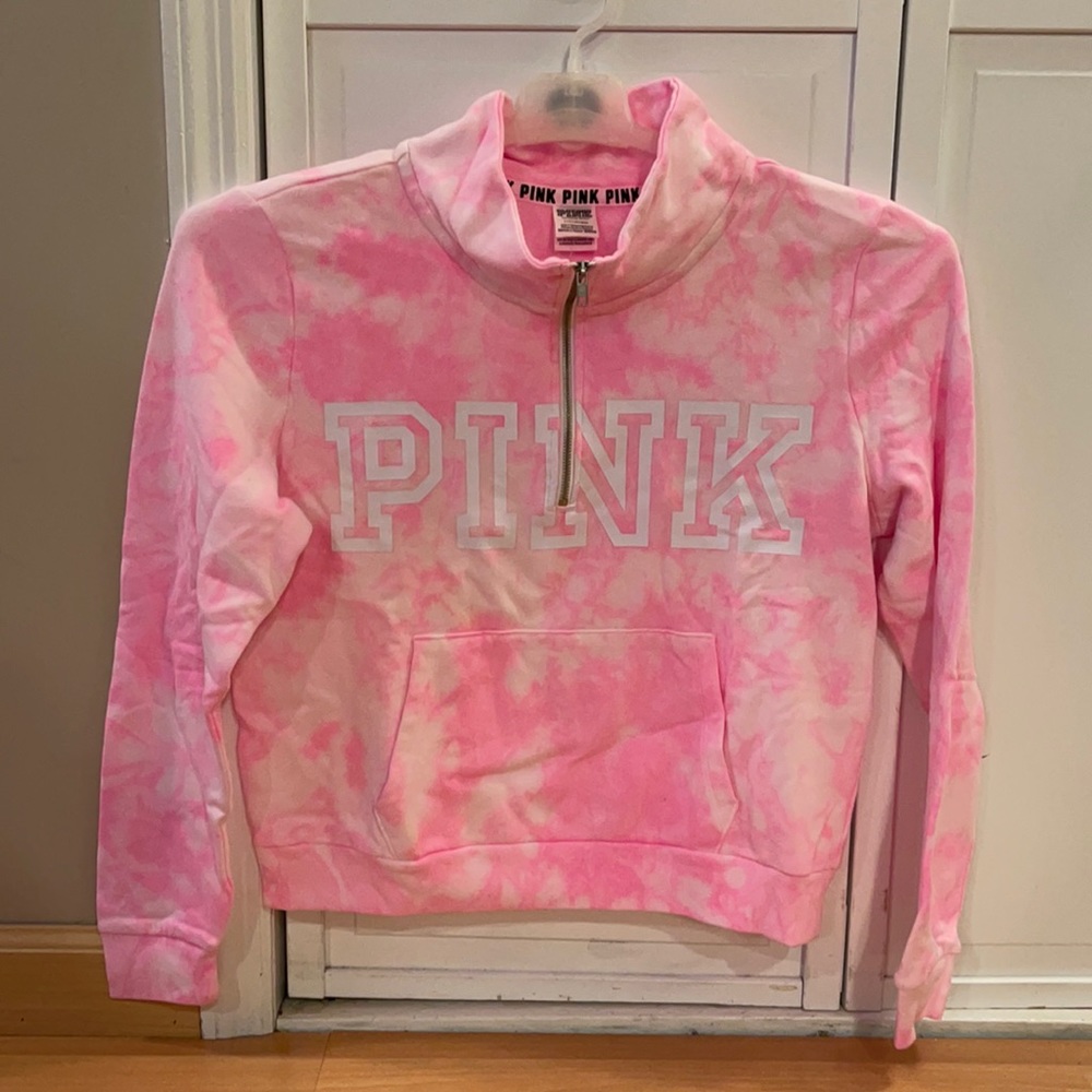 New Victoria Secret PINK 1/4 zip tie dye pullover